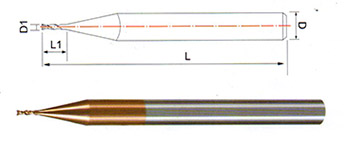 整體硬質合金微小徑2刃銑刀