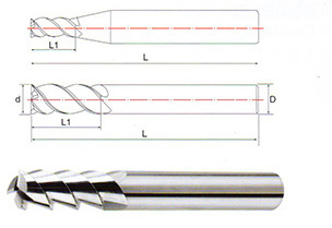 整體硬質合金三鋁用立銑刀