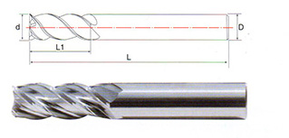 整體硬質合金四刃不等螺旋直柄立銑刀