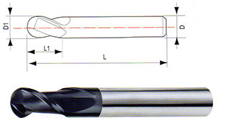 整體硬質(zhì)合金2刃球頭銑刀