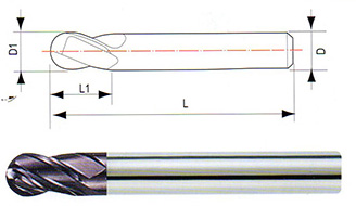 整體硬質(zhì)合金3、4刃球頭銑刀