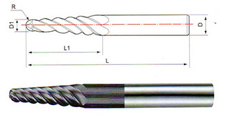 整體硬質(zhì)合金錐度球頭銑刀